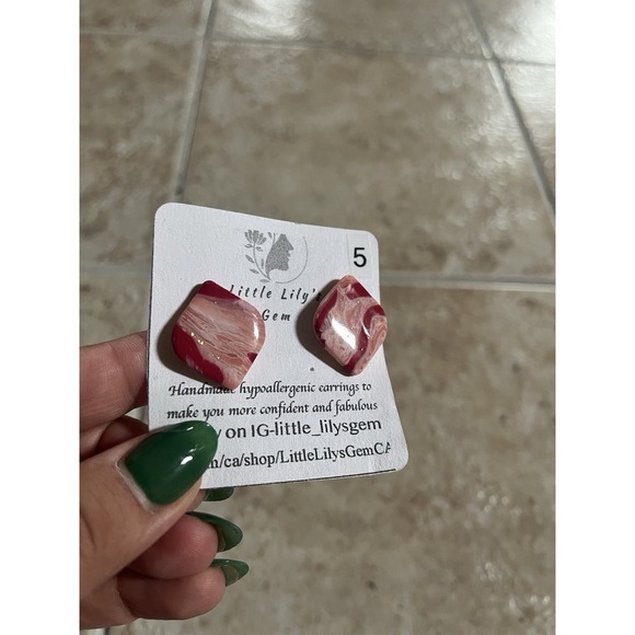 New Handmade Polymer Clay Stud Earrings lot -5 Unique 10 PCs Stainless Steel - Picture 2 of 11